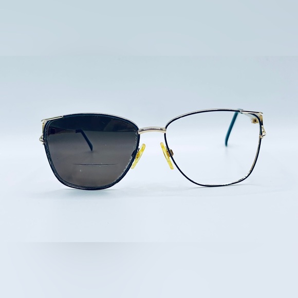 Vintage Menrad Gold Blue Oval Sunglasses Frames Only - Picture 3 of 8